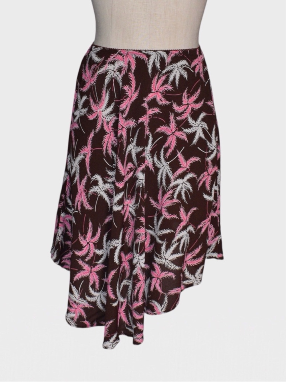 Lucy Love Palm Print Asymmetrical Midi Skirt‎